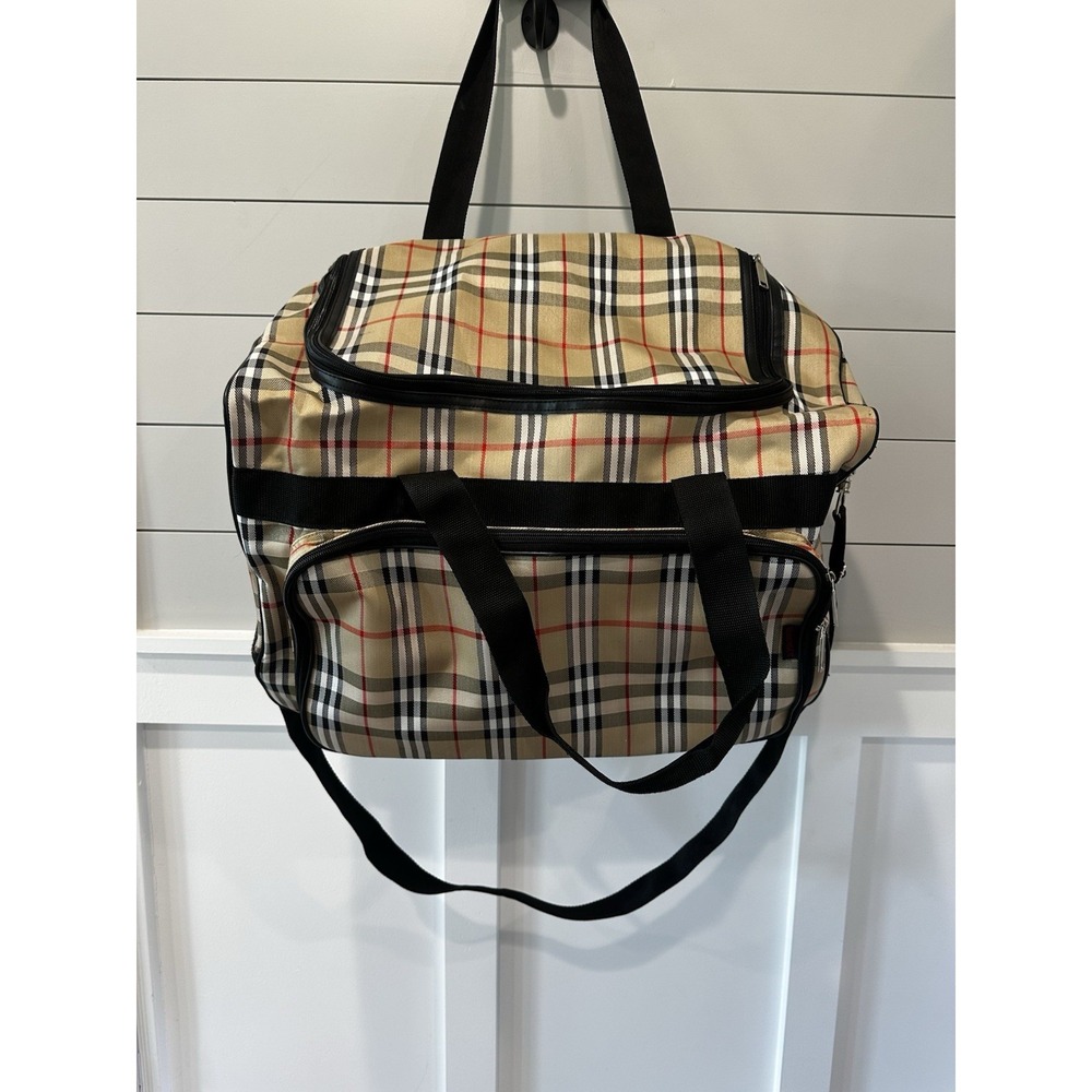 Vintage Behringer Pro Audio Gear Duffle Bag Plaid Nova Check Utility Tote Roller